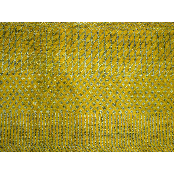 8'10" x 12'5" New Hand Knotted Yellow Wool & Silk Rectangle Oriental Rug - MOA10276324