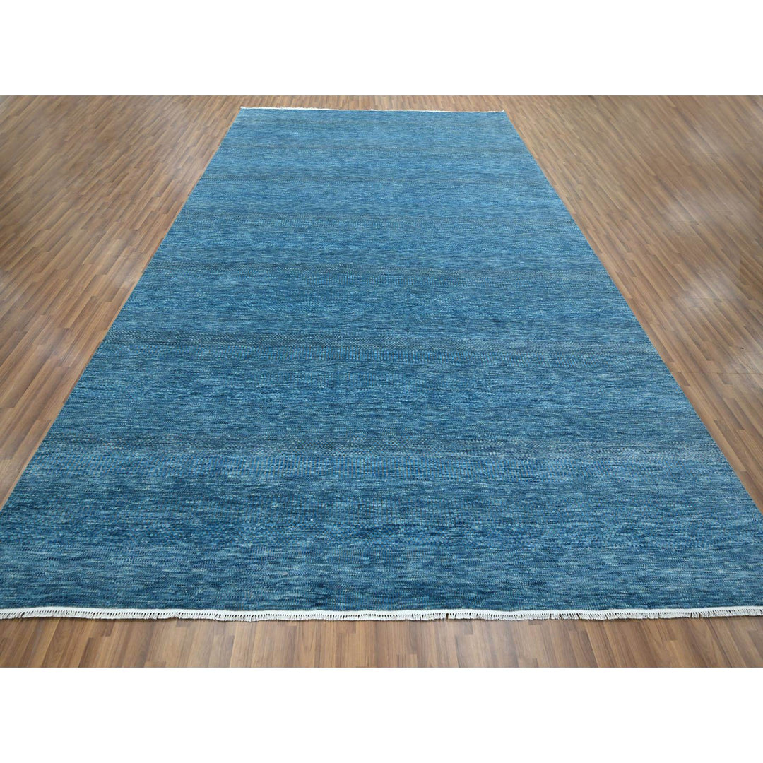 10'0" x 14'2" New Hand Knotted Blue Wool & Silk Rectangle Oriental Rug - MOA10276325