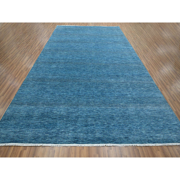 10'0" x 14'2" New Hand Knotted Blue Wool & Silk Rectangle Oriental Rug - MOA10276325
