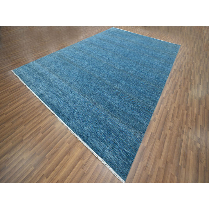 10'0" x 14'2" New Hand Knotted Blue Wool & Silk Rectangle Oriental Rug - MOA10276325
