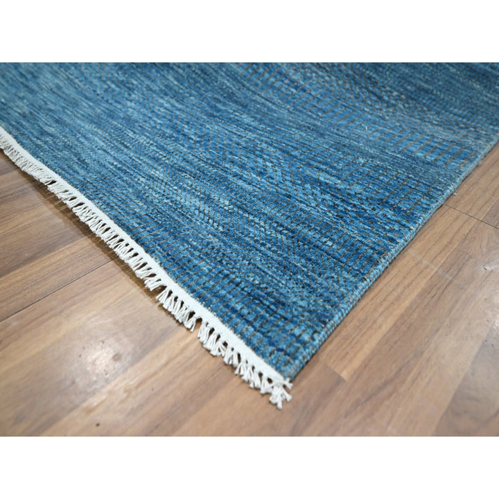 10'0" x 14'2" New Hand Knotted Blue Wool & Silk Rectangle Oriental Rug - MOA10276325
