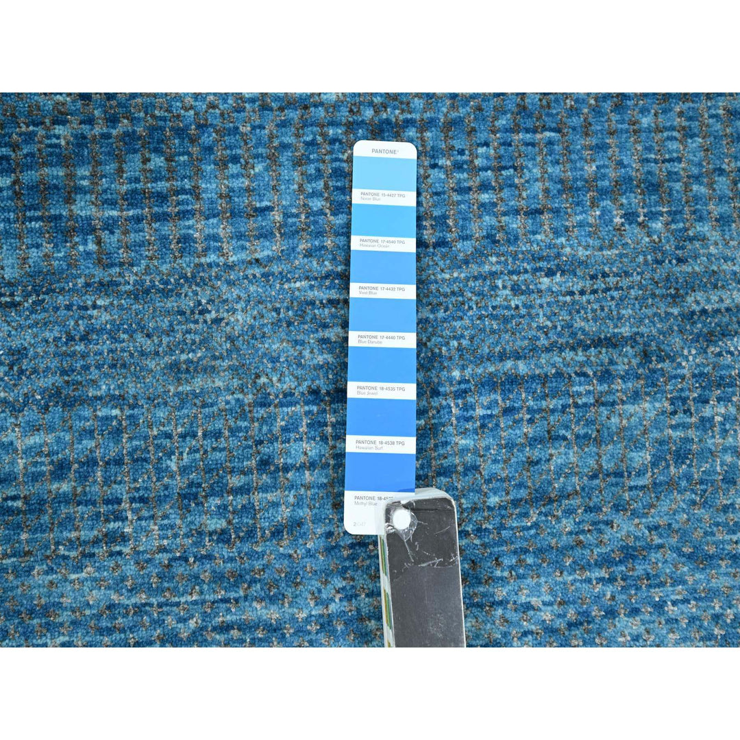 10'0" x 14'2" New Hand Knotted Blue Wool & Silk Rectangle Oriental Rug - MOA10276325