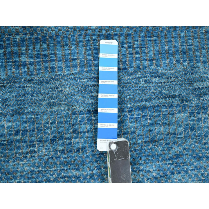 10'0" x 14'2" New Hand Knotted Blue Wool & Silk Rectangle Oriental Rug - MOA10276325