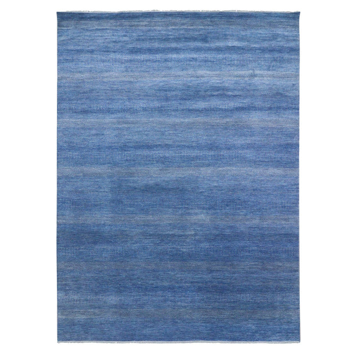 9'0" x 12'3" New Hand Knotted Blue Wool & Silk Rectangle Oriental Rug - MOA10276326