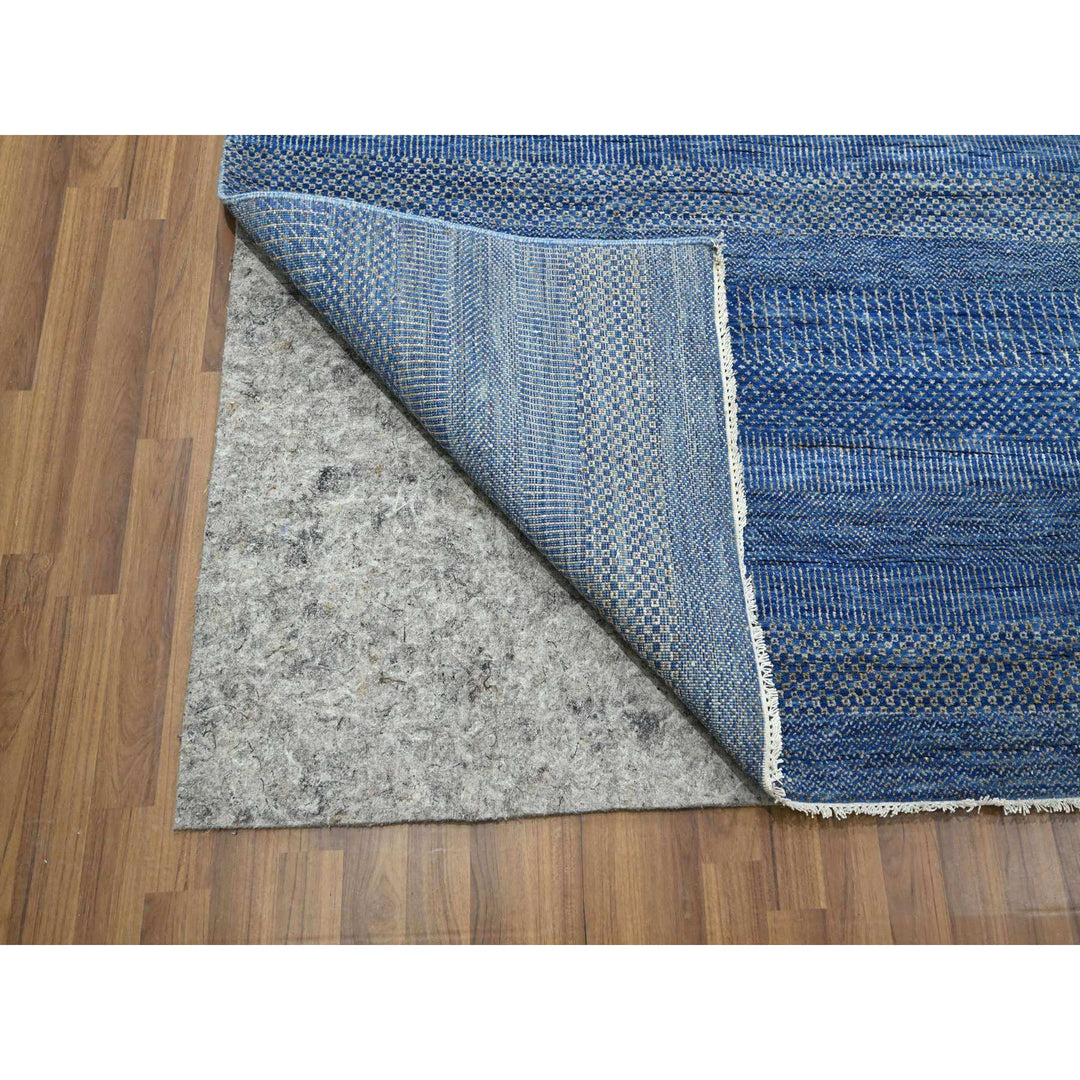 9'0" x 12'3" New Hand Knotted Blue Wool & Silk Rectangle Oriental Rug - MOA10276326
