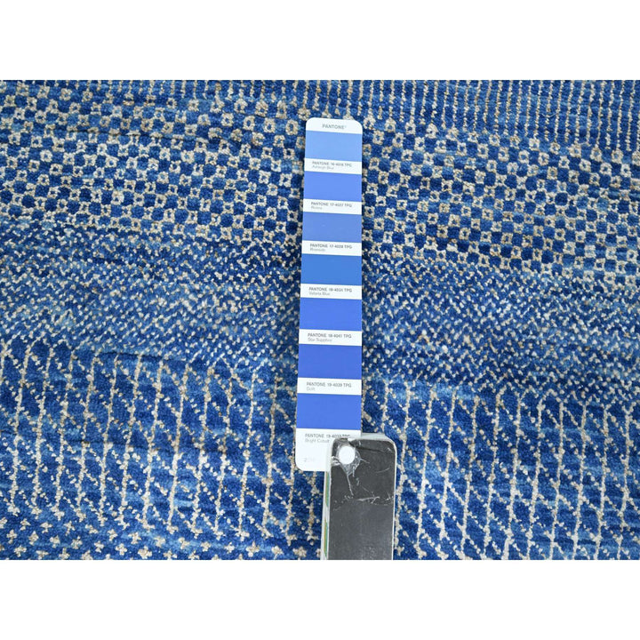 9'0" x 12'3" New Hand Knotted Blue Wool & Silk Rectangle Oriental Rug - MOA10276326