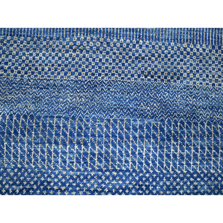 9'0" x 12'3" New Hand Knotted Blue Wool & Silk Rectangle Oriental Rug - MOA10276326