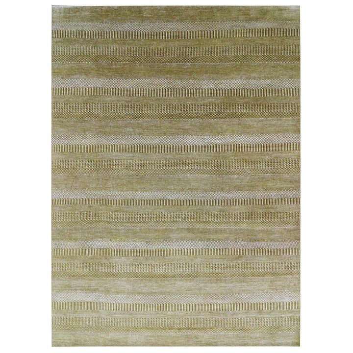 9'0" x 12'3" New Hand Knotted Brown Wool & Silk Rectangle Oriental Rug - MOA10276327