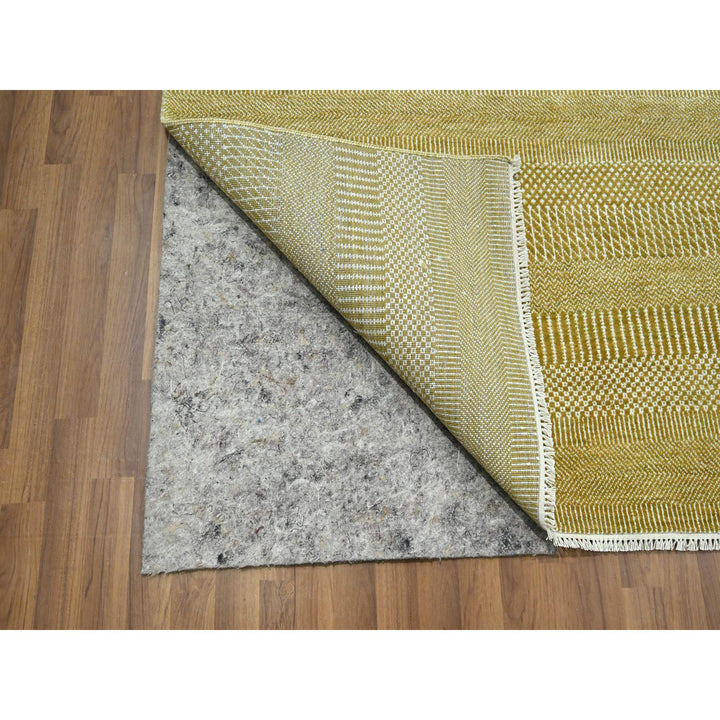 9'0" x 12'3" New Hand Knotted Brown Wool & Silk Rectangle Oriental Rug - MOA10276327