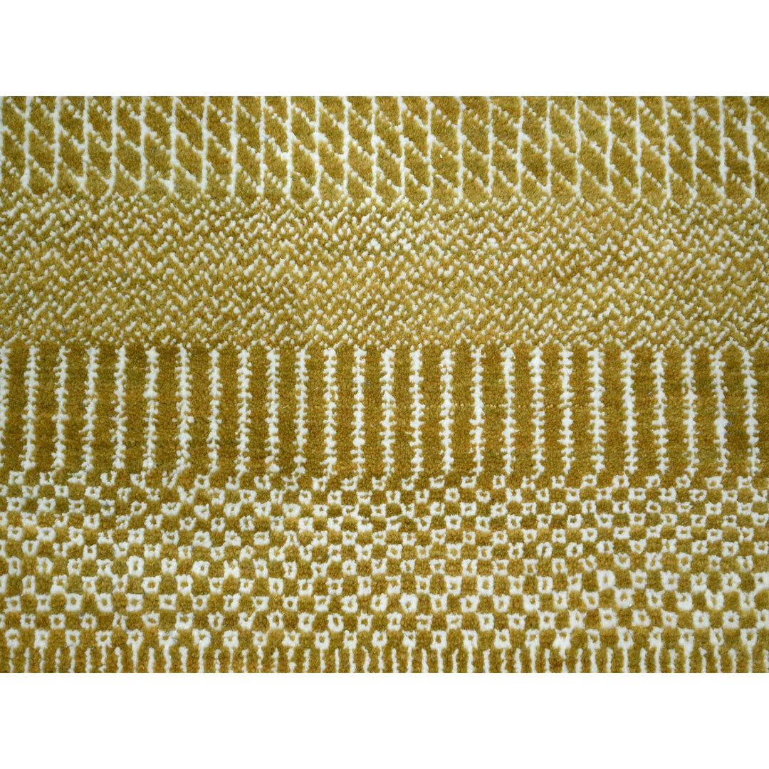 9'0" x 12'3" New Hand Knotted Brown Wool & Silk Rectangle Oriental Rug - MOA10276327