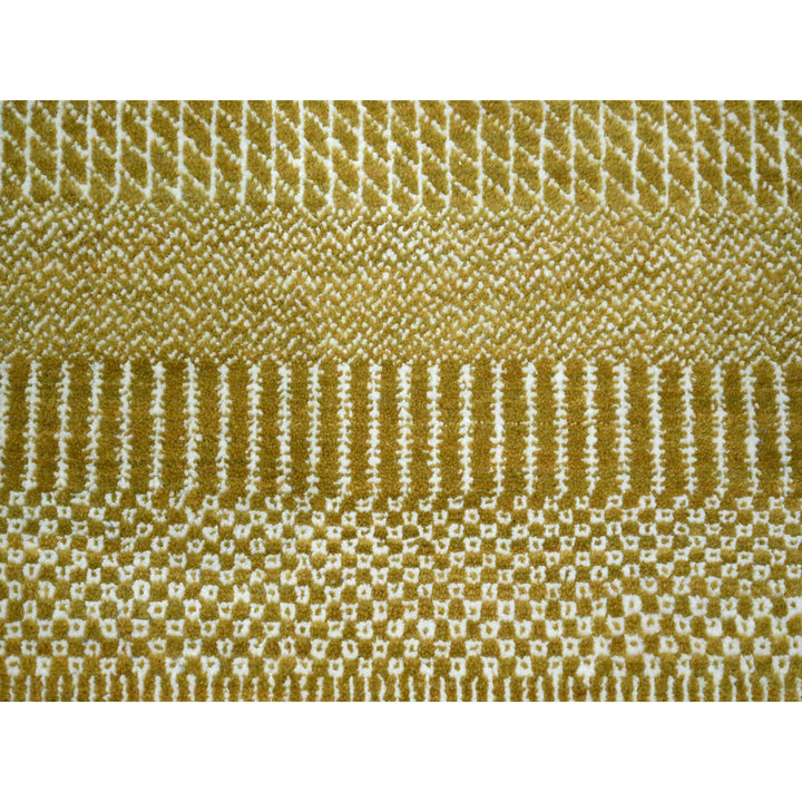 9'0" x 12'3" New Hand Knotted Brown Wool & Silk Rectangle Oriental Rug - MOA10276327