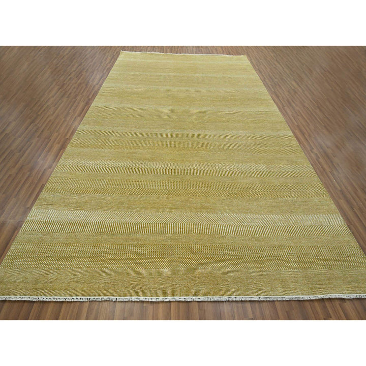 10'2" x 14'2" New Hand Knotted Brown Wool & Silk Rectangle Oriental Rug - MOA10276328