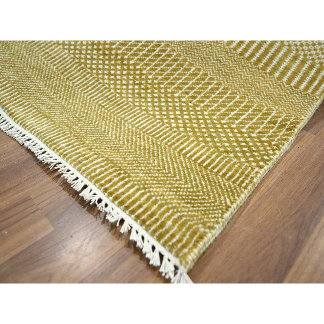 10'2" x 14'2" New Hand Knotted Brown Wool & Silk Rectangle Oriental Rug - MOA10276328