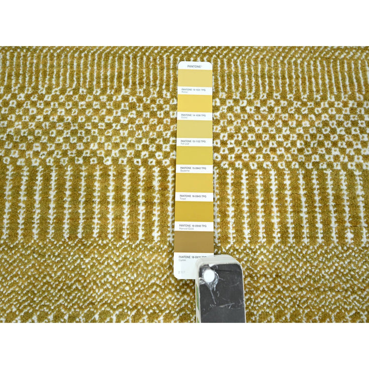10'2" x 14'2" New Hand Knotted Brown Wool & Silk Rectangle Oriental Rug - MOA10276328