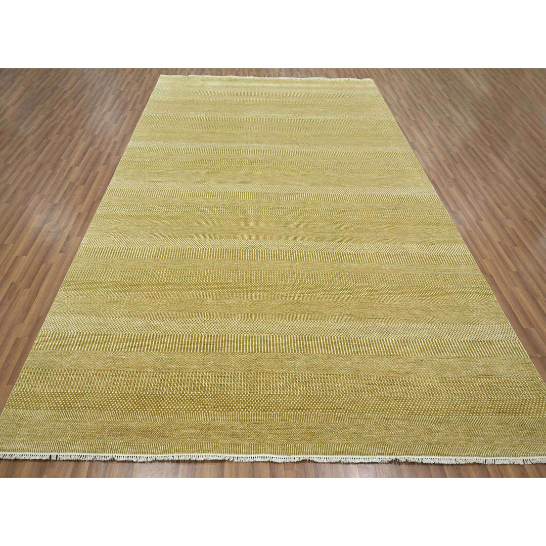 9'0" x 12'0" New Hand Knotted Brown Wool & Silk Rectangle Oriental Rug - MOA10276329