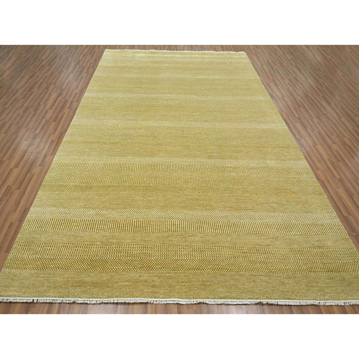 9'0" x 12'0" New Hand Knotted Brown Wool & Silk Rectangle Oriental Rug - MOA10276329