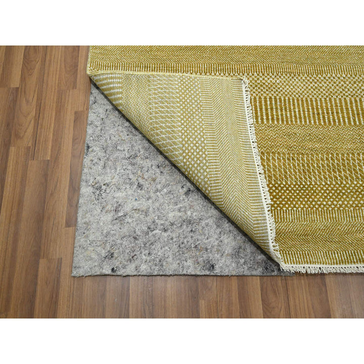 9'0" x 12'0" New Hand Knotted Brown Wool & Silk Rectangle Oriental Rug - MOA10276329