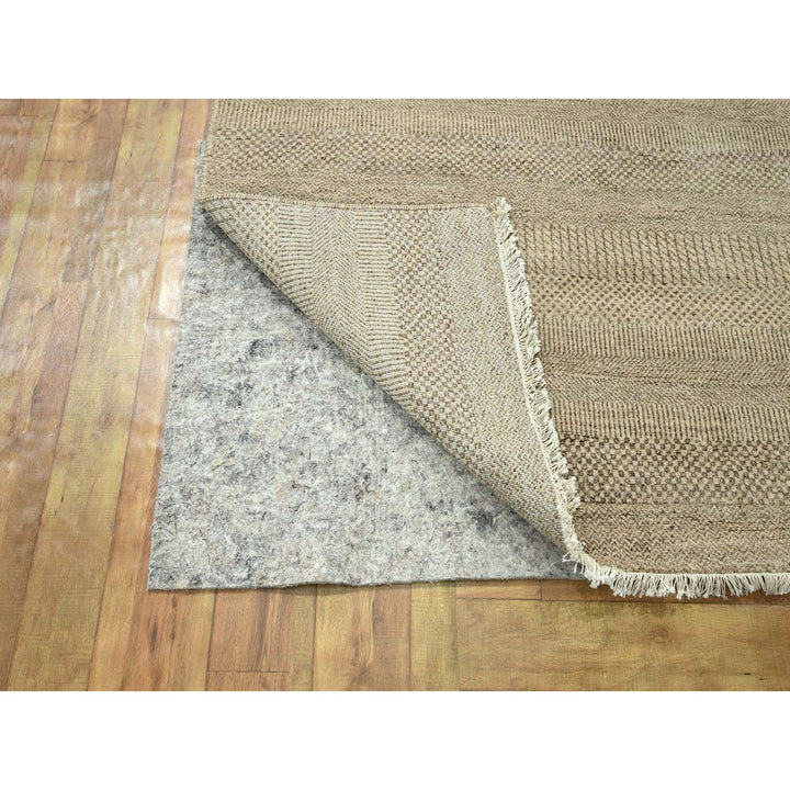 11'11" x 15'0" New Hand Knotted Brown Wool & Silk Rectangle Oriental Rug - MOA10276330