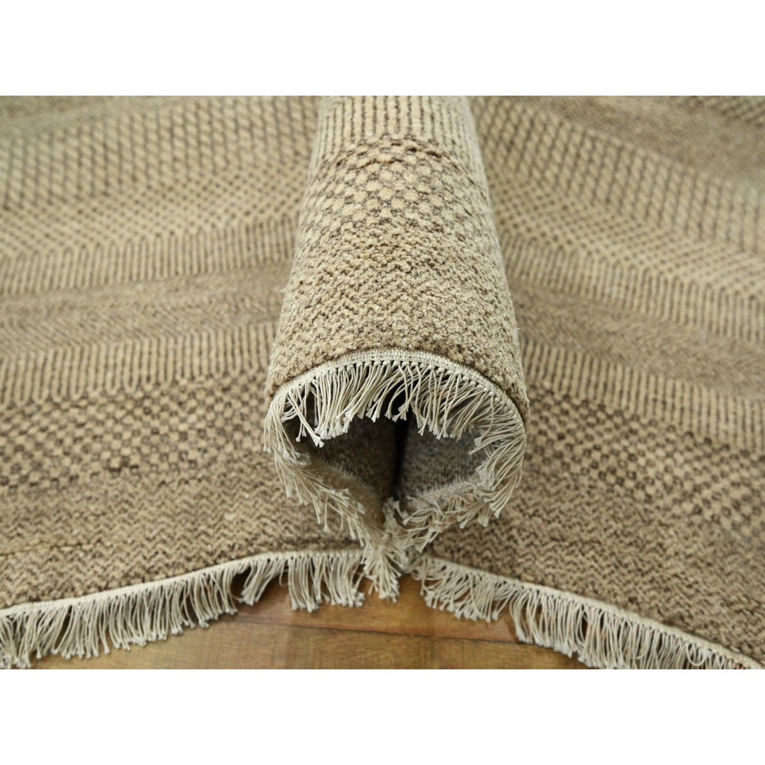 11'11" x 15'0" New Hand Knotted Brown Wool & Silk Rectangle Oriental Rug - MOA10276330