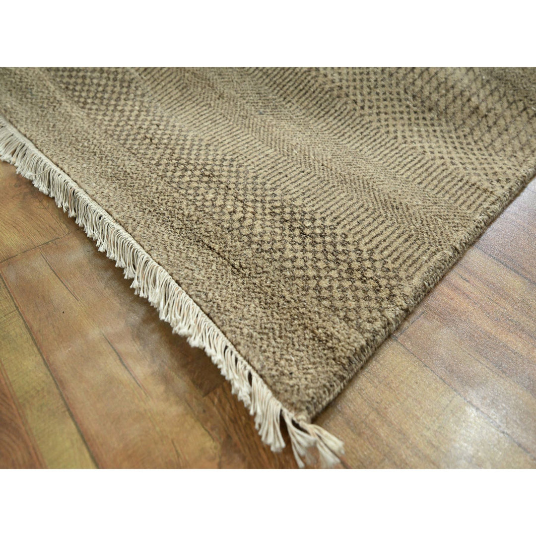 11'11" x 15'0" New Hand Knotted Brown Wool & Silk Rectangle Oriental Rug - MOA10276330