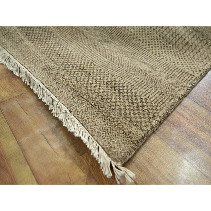 11'11" x 15'0" New Hand Knotted Brown Wool & Silk Rectangle Oriental Rug - MOA10276330