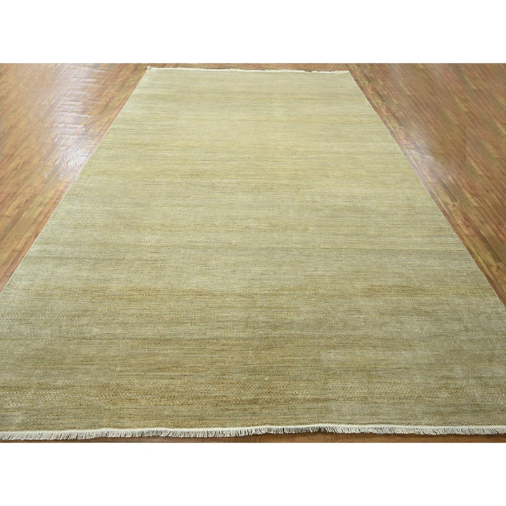 10'0" x 14'0" New Hand Knotted Brown Wool & Silk Rectangle Oriental Rug - MOA10276332