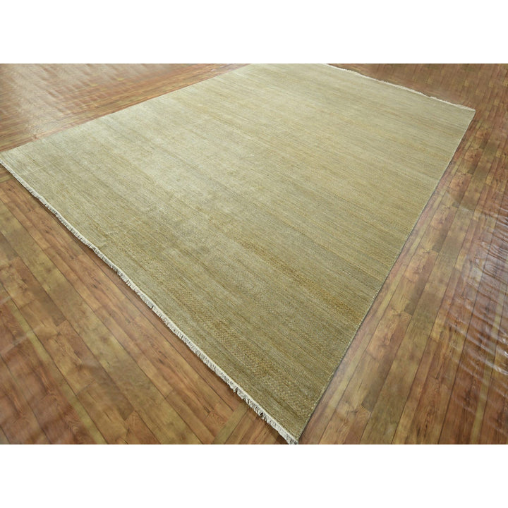 10'0" x 14'0" New Hand Knotted Brown Wool & Silk Rectangle Oriental Rug - MOA10276332