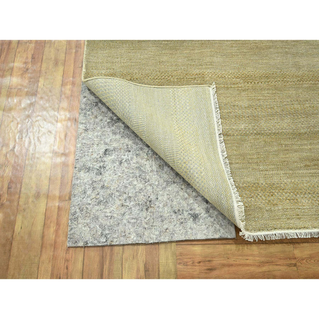 10'0" x 14'0" New Hand Knotted Brown Wool & Silk Rectangle Oriental Rug - MOA10276332