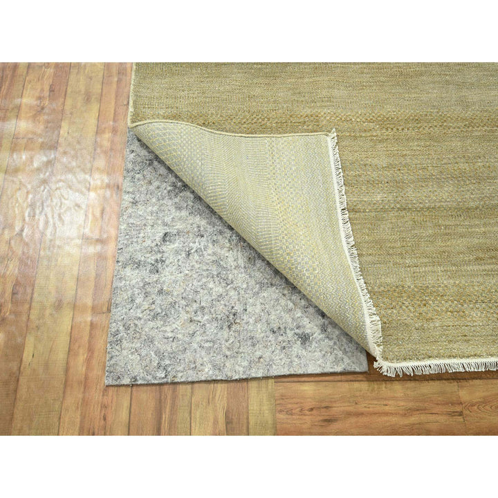 10'0" x 14'0" New Hand Knotted Brown Wool & Silk Rectangle Oriental Rug - MOA10276332