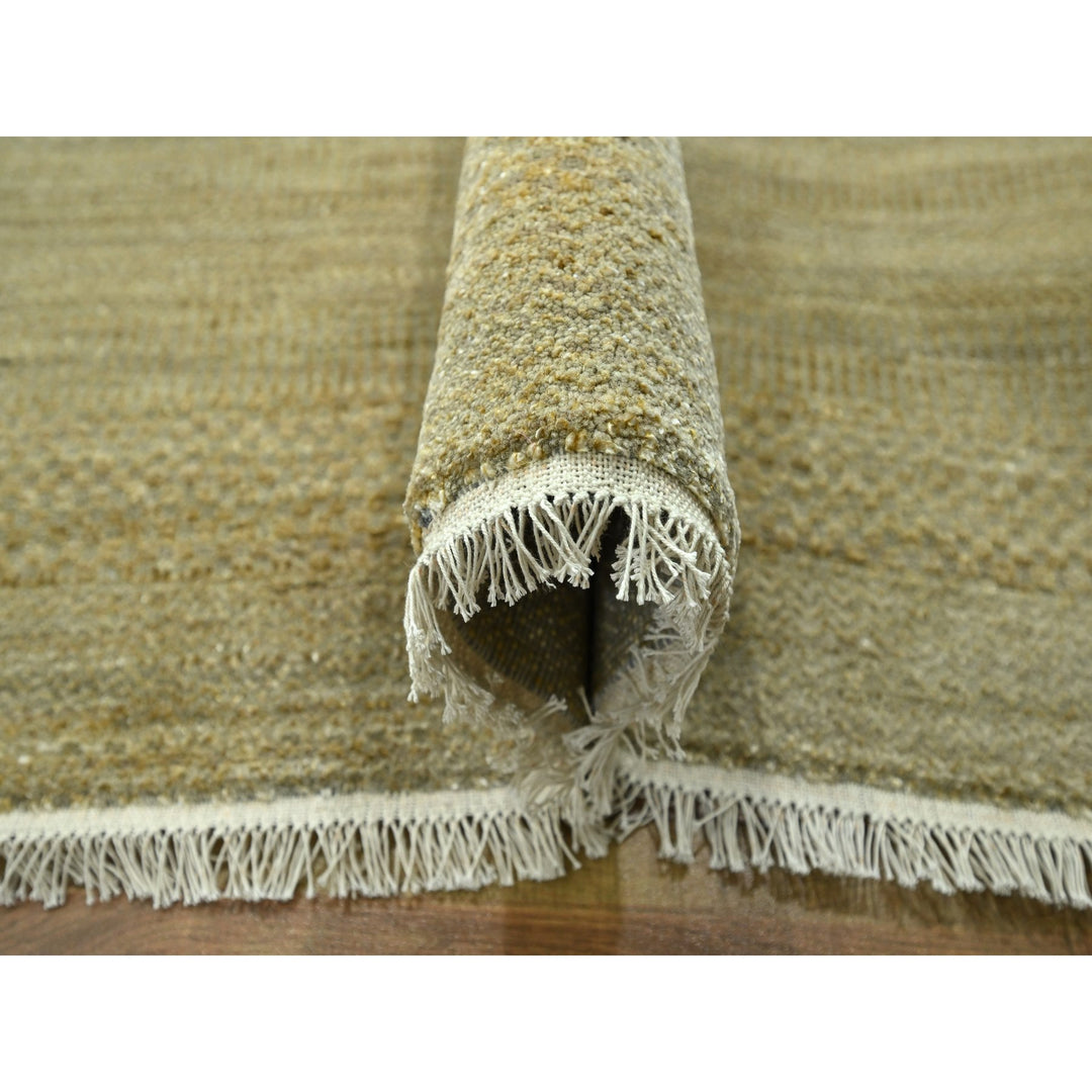 10'0" x 14'0" New Hand Knotted Brown Wool & Silk Rectangle Oriental Rug - MOA10276332