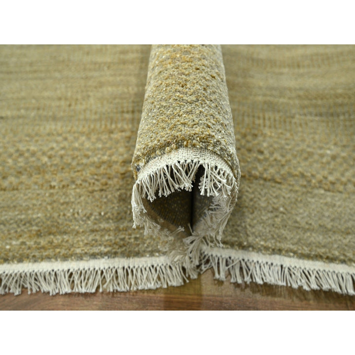 10'0" x 14'0" New Hand Knotted Brown Wool & Silk Rectangle Oriental Rug - MOA10276332