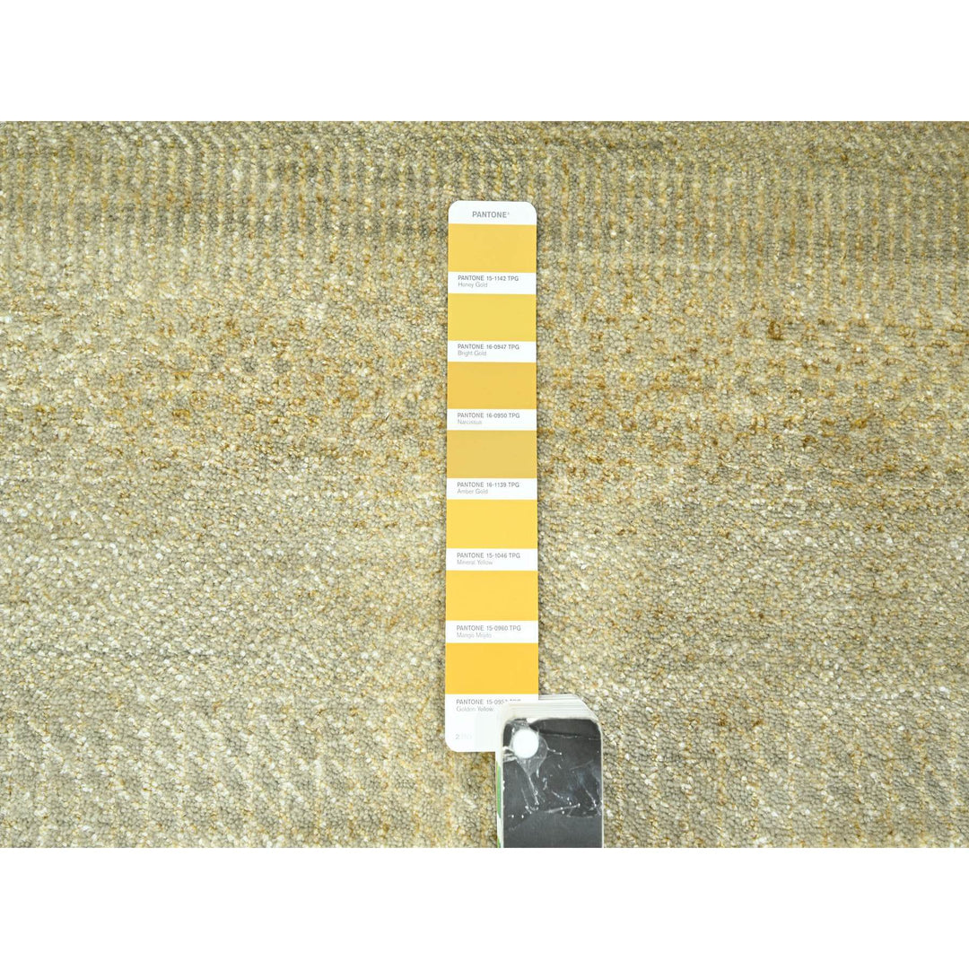 10'0" x 14'0" New Hand Knotted Brown Wool & Silk Rectangle Oriental Rug - MOA10276332