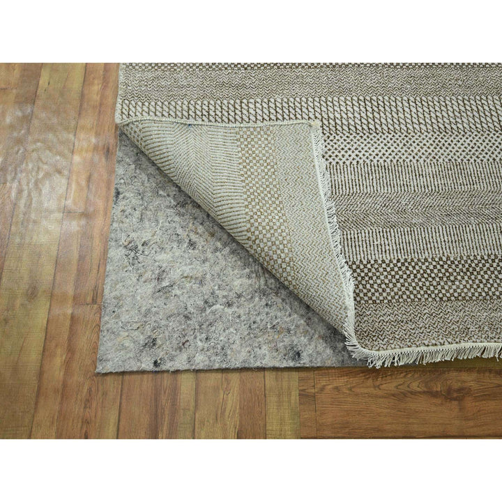 10'0" x 13'11" New Hand Knotted Brown Wool & Silk Rectangle Oriental Rug - MOA10276333
