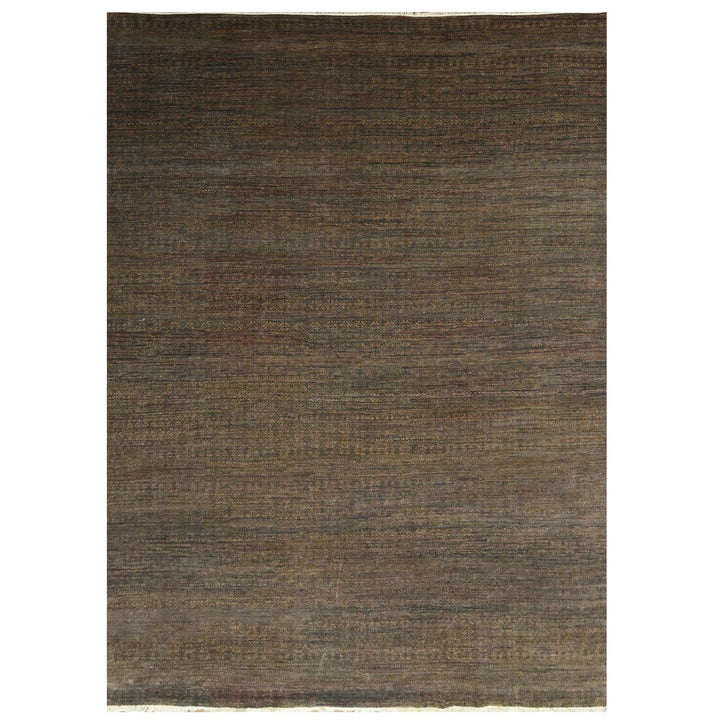 10'0" x 14'0" New Hand Knotted Brown Wool & Silk Rectangle Oriental Rug - MOA10276334