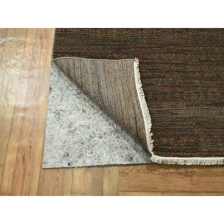 10'0" x 14'0" New Hand Knotted Brown Wool & Silk Rectangle Oriental Rug - MOA10276334