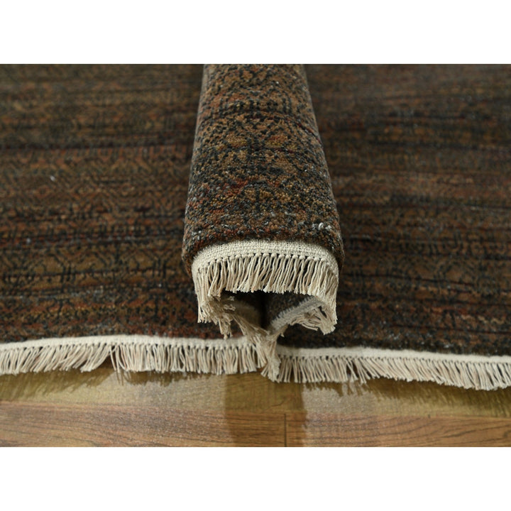 10'0" x 14'0" New Hand Knotted Brown Wool & Silk Rectangle Oriental Rug - MOA10276334