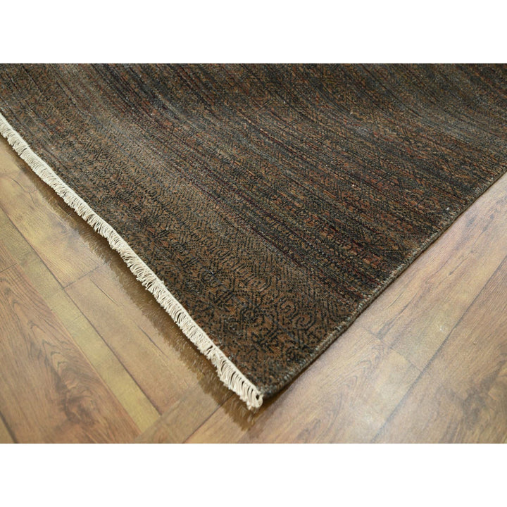 10'0" x 14'0" New Hand Knotted Brown Wool & Silk Rectangle Oriental Rug - MOA10276334