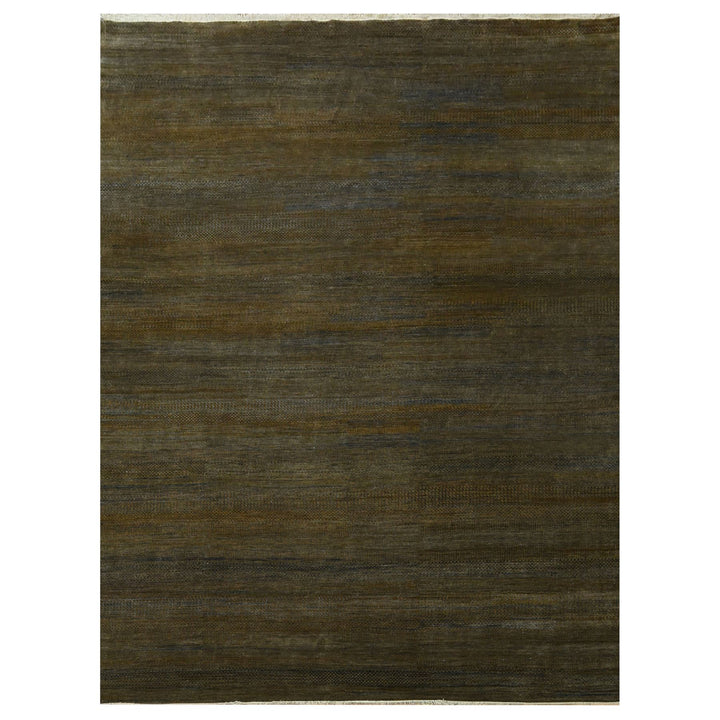 9'0" x 11'10" New Hand Knotted Brown Wool & Silk Rectangle Oriental Rug - MOA10276336