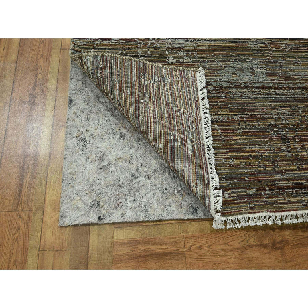 8'10" x 11'11" New Hand Knotted Brown Wool & Silk Rectangle Oriental Rug - MOA10276337