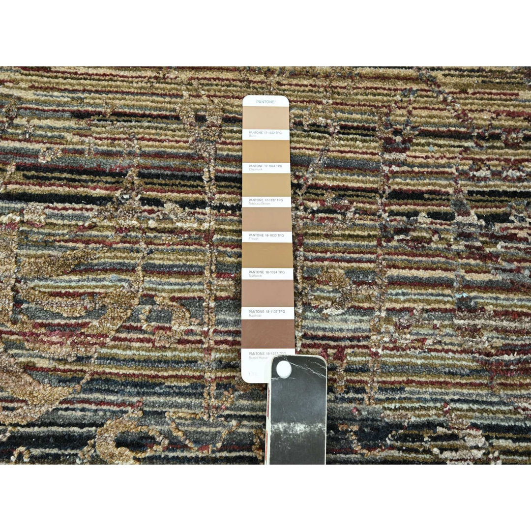 8'10" x 11'11" New Hand Knotted Brown Wool & Silk Rectangle Oriental Rug - MOA10276337