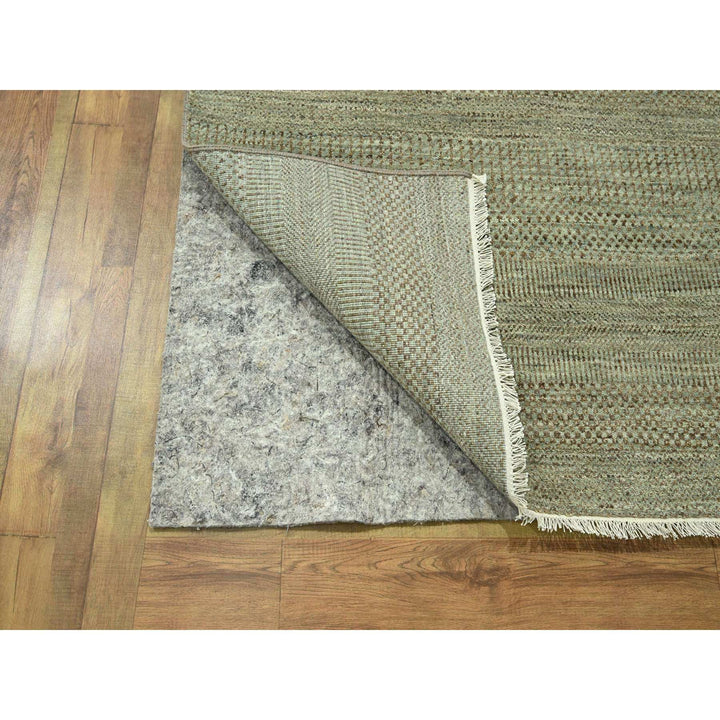 9'0" x 12'2" New Hand Knotted Green Wool & Silk Rectangle Oriental Rug - MOA10276338