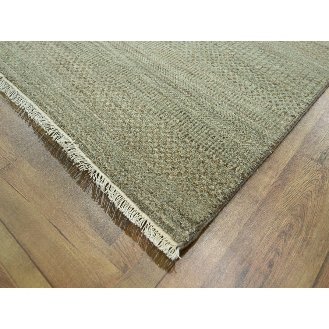9'0" x 12'2" New Hand Knotted Green Wool & Silk Rectangle Oriental Rug - MOA10276338