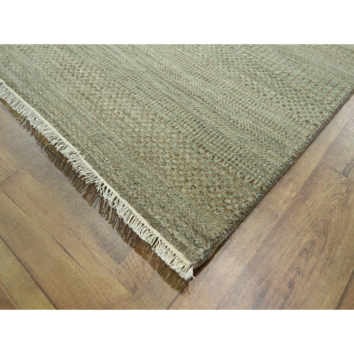 9'0" x 12'2" New Hand Knotted Green Wool & Silk Rectangle Oriental Rug - MOA10276338
