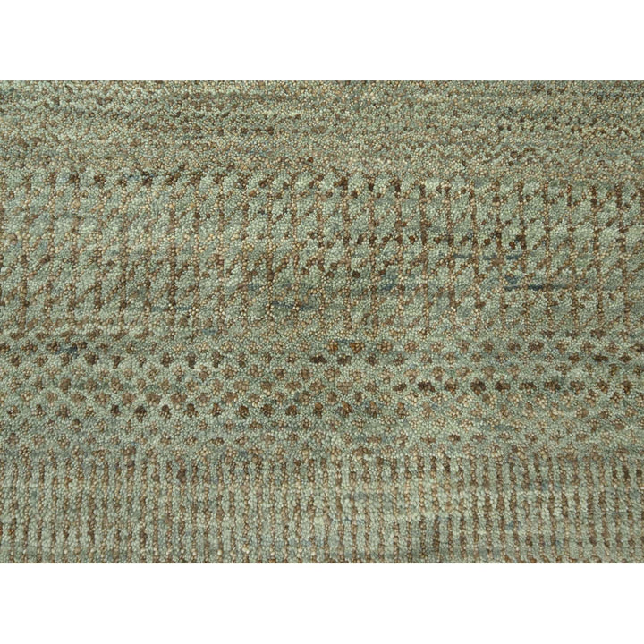 9'0" x 12'2" New Hand Knotted Green Wool & Silk Rectangle Oriental Rug - MOA10276338