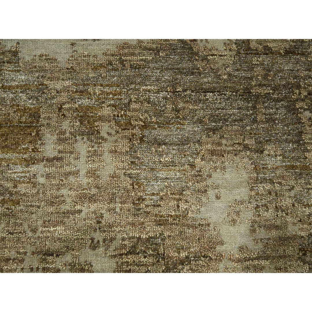 8'11" x 11'11" New Hand Knotted Beige Wool & Silk Rectangle Oriental Rug - MOA10276339