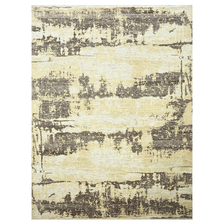 8'11" x 12'0" New Hand Knotted Ivory Wool & Silk Rectangle Oriental Rug - MOA10276340