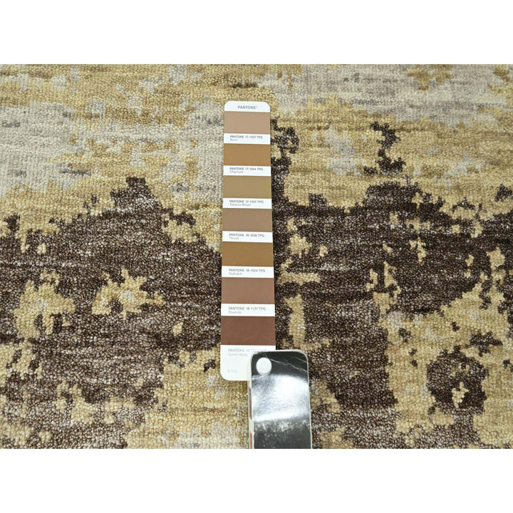 8'11" x 12'0" New Hand Knotted Ivory Wool & Silk Rectangle Oriental Rug - MOA10276340