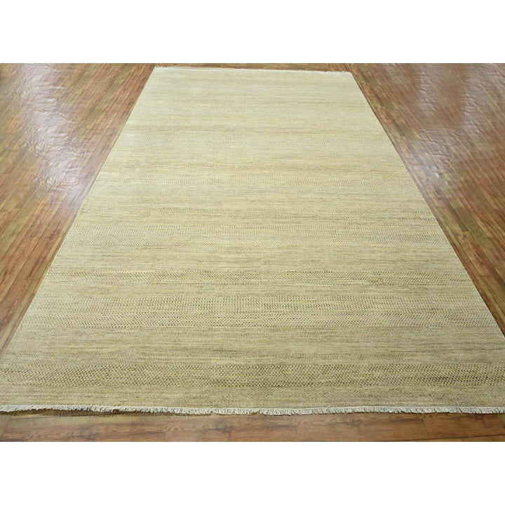 9'1" x 12'3" New Hand Knotted Brown Wool & Silk Rectangle Oriental Rug - MOA10276341