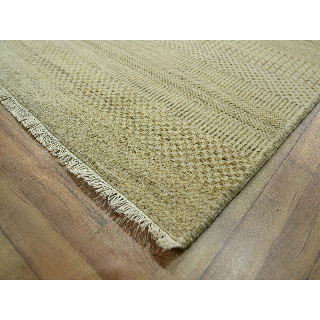 9'1" x 12'3" New Hand Knotted Brown Wool & Silk Rectangle Oriental Rug - MOA10276341
