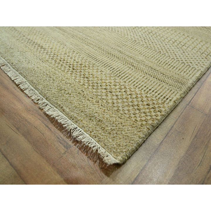 9'1" x 12'3" New Hand Knotted Brown Wool & Silk Rectangle Oriental Rug - MOA10276341
